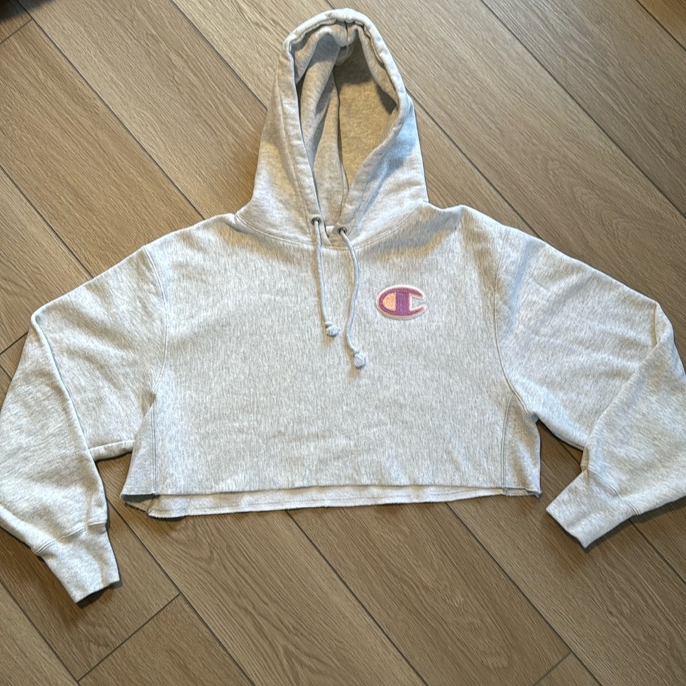 Champion Reverse Weave Heather Gray Cropped Hoodie